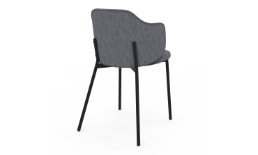 Chaises Tory assise en tissu gris foncé et pieds métal - lot de 2