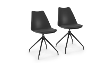 Chaises Nordia assise pivotante noire pieds métal - lot de 2