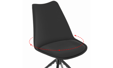 Chaises Nordia assise pivotante noire pieds métal - lot de 2