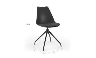 Chaises Nordia assise pivotante noire pieds métal - lot de 4