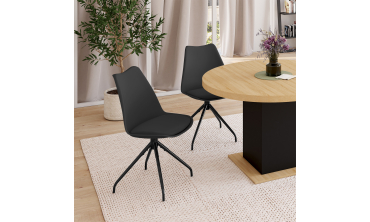 Chaises Nordia assise pivotante noire pieds métal - lot de 4
