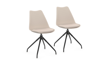 Chaises Nordia assise pivotante beige pieds métal - lot de 2