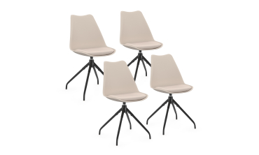 Chaises Nordia assise pivotante beige pieds métal - lot de 4