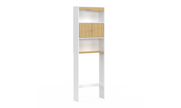 Meuble spécial dessus de WC avec placard bois et blanc
