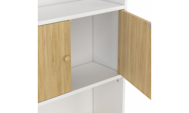 Meuble spécial dessus de WC avec placard bois et blanc