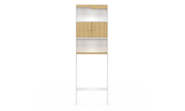 Meuble spécial dessus de WC avec placard bois et blanc
