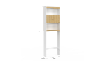 Meuble spécial dessus de WC avec placard bois et blanc