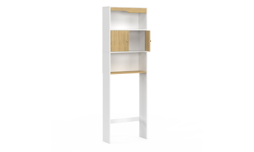 Meuble spécial dessus de WC avec placard bois et blanc