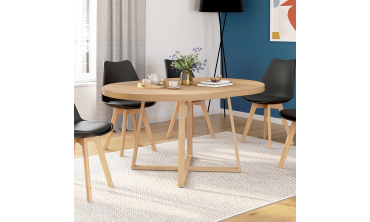Table repas Sana plateau extensible 110-150 rond et pieds bois