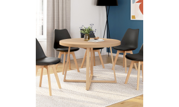 Table repas Sana plateau extensible 110-150 rond et pieds bois