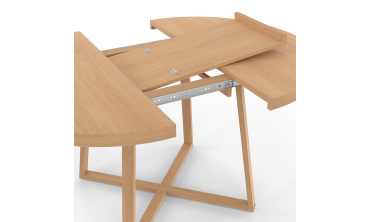 Table repas Sana plateau extensible 110-150 rond et pieds bois