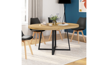 Table repas Sana plateau extensible 110-150 rond et pieds métal
