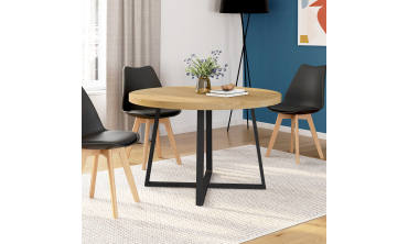 Table repas Sana plateau extensible 110-150 rond et pieds métal