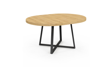 Table repas Sana plateau extensible 110-150 rond et pieds métal