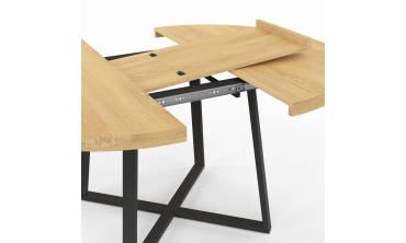 Table repas Sana plateau extensible 110-150 rond et pieds métal
