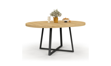 Table repas Sana plateau extensible 110-150 rond et pieds métal