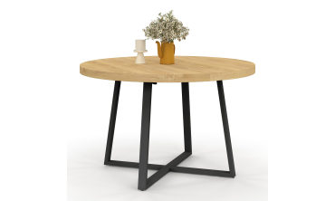 Table repas Sana plateau extensible 110-150 rond et pieds métal