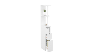 Colonne pour salle de bain blanche avec étagères + 3 portes blanches 136cm