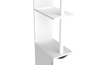 Colonne pour salle de bain blanche avec étagères + 3 portes blanches 136cm