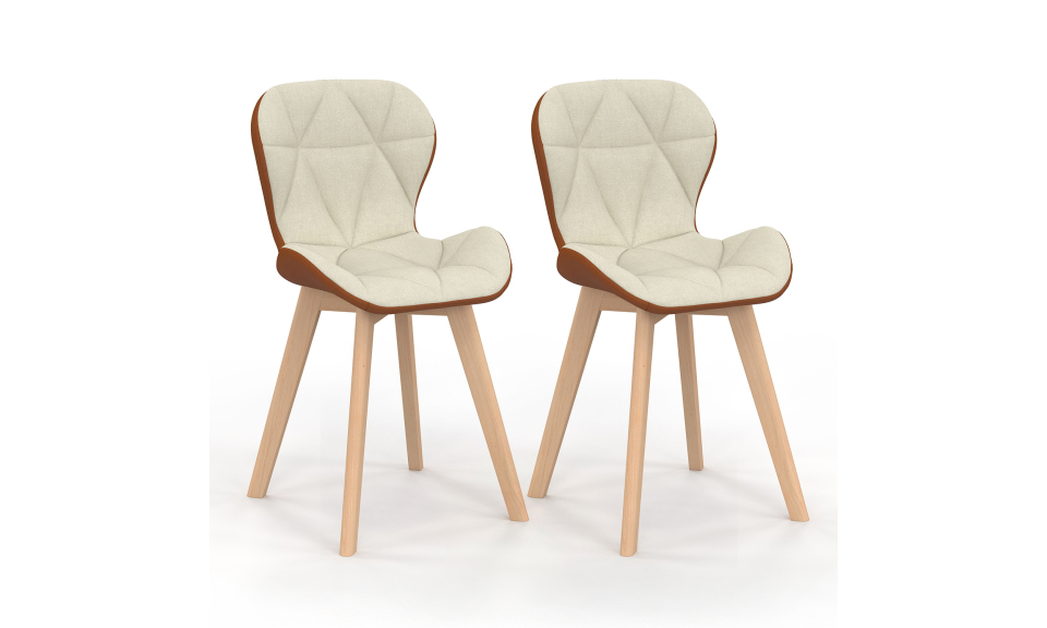 Chaises Gladys en tissu beige et camel et pieds bois - lot de 2 Chaises Gladys en tissu beige et camel et pieds bois - lot de 2
