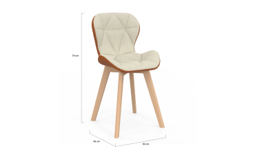 Chaises Gladys en tissu beige et camel et pieds bois - lot de 2