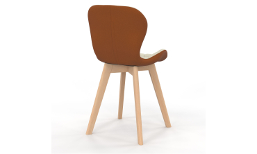 Chaises Gladys en tissu beige et camel et pieds bois - lot de 2