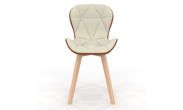 Chaises Gladys en tissu beige et camel et pieds bois - lot de 4