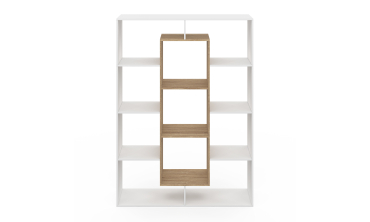 Etagère bibliothèque Paulette 11 compartiments bois et blanc 143cm