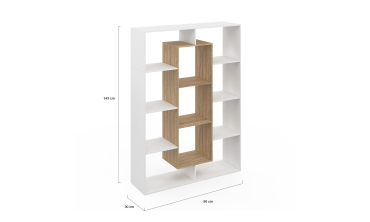 Etagère bibliothèque Paulette 11 compartiments bois et blanc 143cm