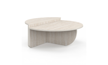 Tables basses rondes asymétriques effet travertin