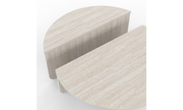 Tables basses rondes asymétriques effet travertin