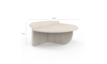 Tables basses rondes asymétriques effet travertin