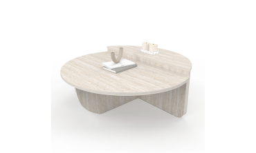 Tables basses rondes asymétriques effet travertin