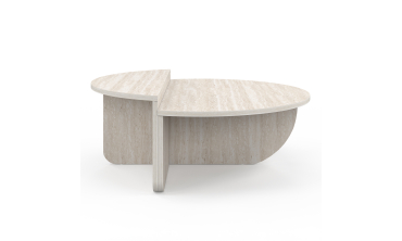 Tables basses rondes asymétriques effet travertin