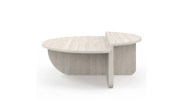 Tables basses rondes asymétriques effet travertin