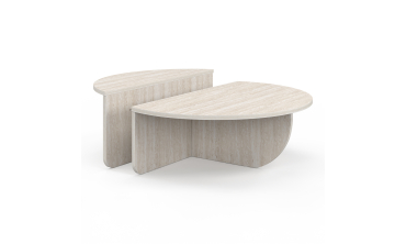 Tables basses rondes asymétriques effet travertin