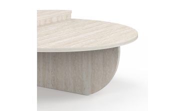 Tables basses rondes asymétriques effet travertin