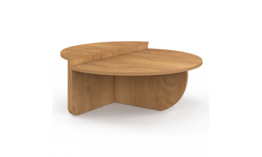 Tables basses rondes asymétriques effet bois