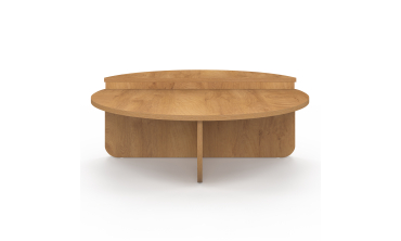 Tables basses rondes asymétriques effet bois