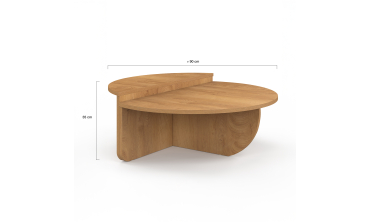 Tables basses rondes asymétriques effet bois