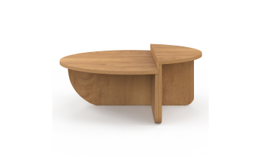 Tables basses rondes asymétriques effet bois