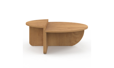 Tables basses rondes asymétriques effet bois