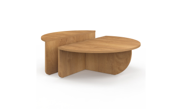 Tables basses rondes asymétriques effet bois