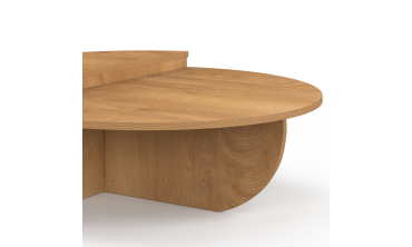 Tables basses rondes asymétriques effet bois