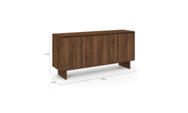 Buffet Yumi 4 portes effet noyer L160cm
