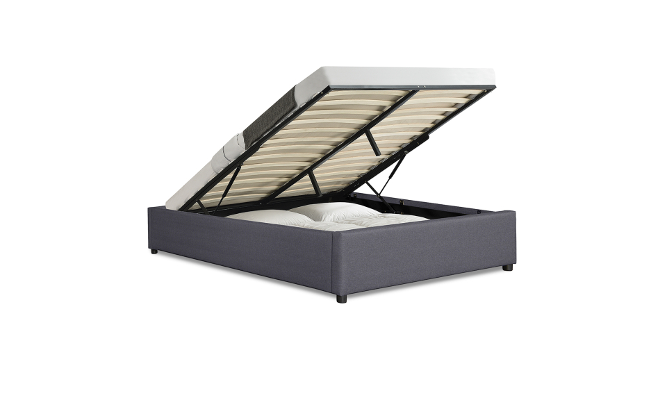 Lit coffre Otto tissu gris avec sommier 160x200cm