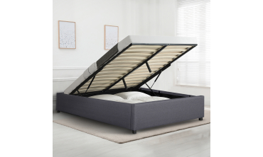 Lit coffre Otto tissu gris avec sommier 160x200cm