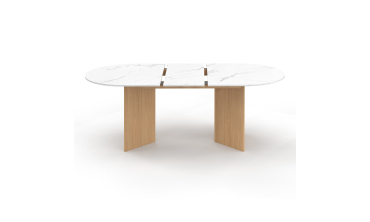 Table repas Gabin plateau extensible 160-200cm effet marbre blanc et pieds design
