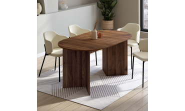 Table repas Gabin plateau extensible 160-200cm effet noyer et pieds design