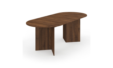 Table repas Gabin plateau extensible 160-200cm effet noyer et pieds design